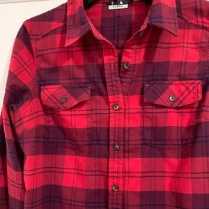 Red Plaid Flannel Button-up